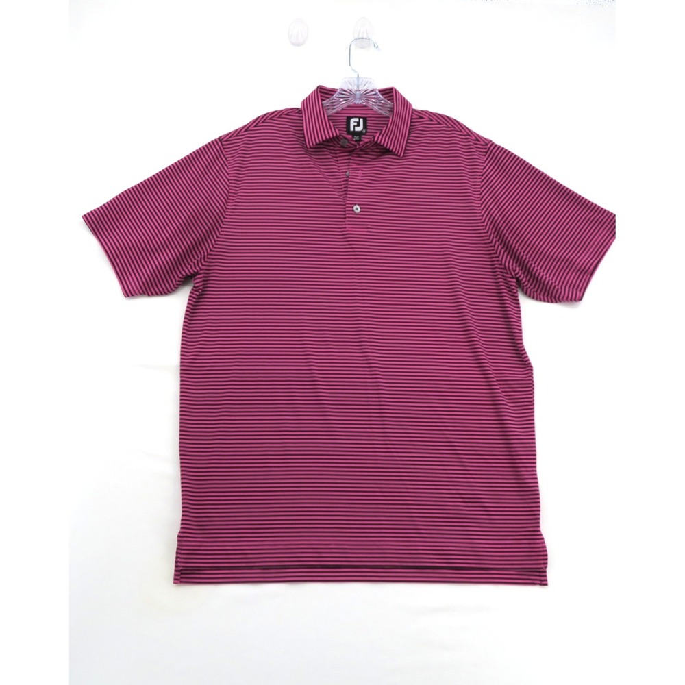 FootJoy ProDry Mens Golf Polo Shirt Pink Black Striped Short Sleeve Size M